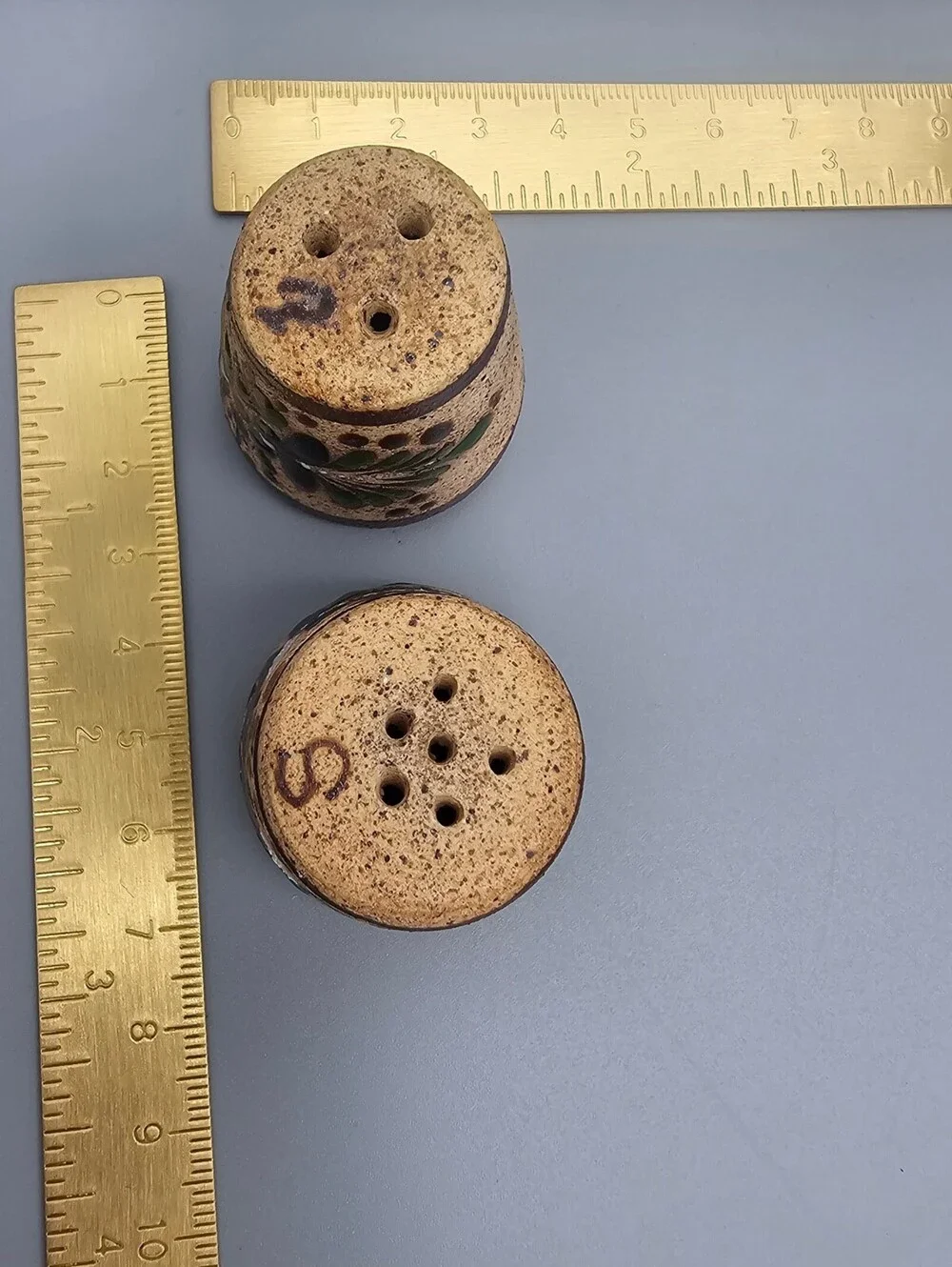 Handcrafted Ceramic Salt and Pepper Shakers with Floral Design